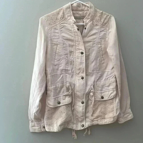 ❤️2/$30❤️[S]Max Jeans Cream Pink  100%Tencel Jacket - Picture 2 of 8